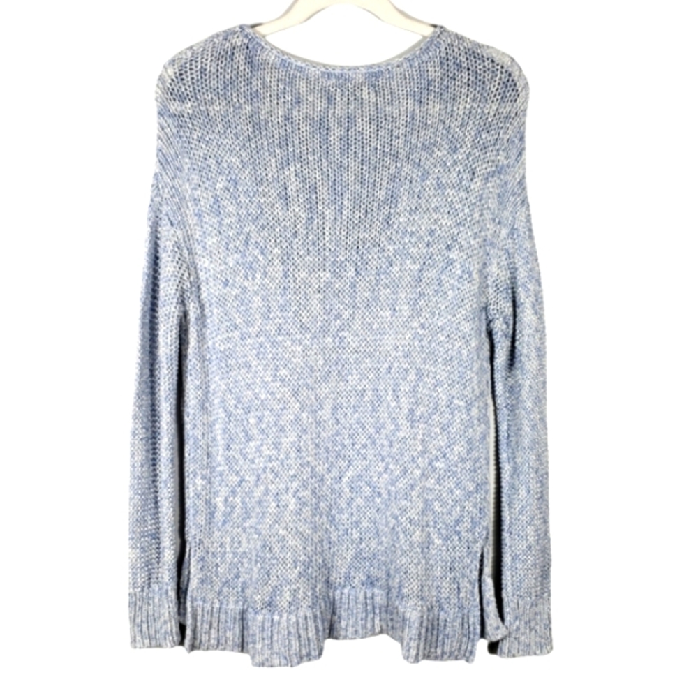 Vince Drop Shoulder Loose Knit Rolled Neckline Blue Sweater Style Size S - Picture 6 of 16